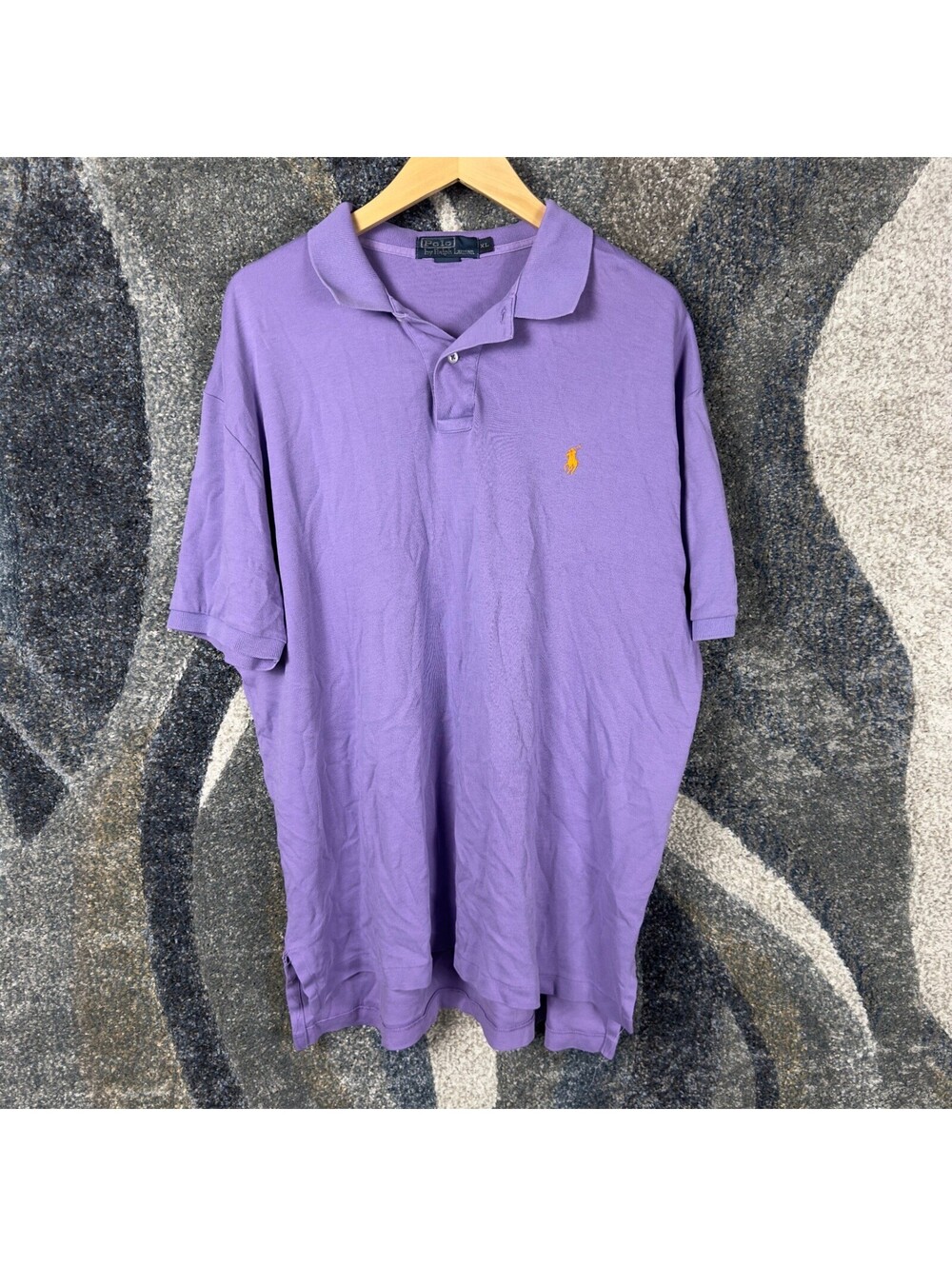 Polo Ralph Lauren Mesh Polo Shirt Mens XL Purple Orange Pony